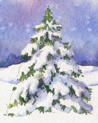 evergreen snow covered paint tree painting technique watercolor paintings winter shadows scene example lesliefehling trees snowy everyday artist greenery alizarin