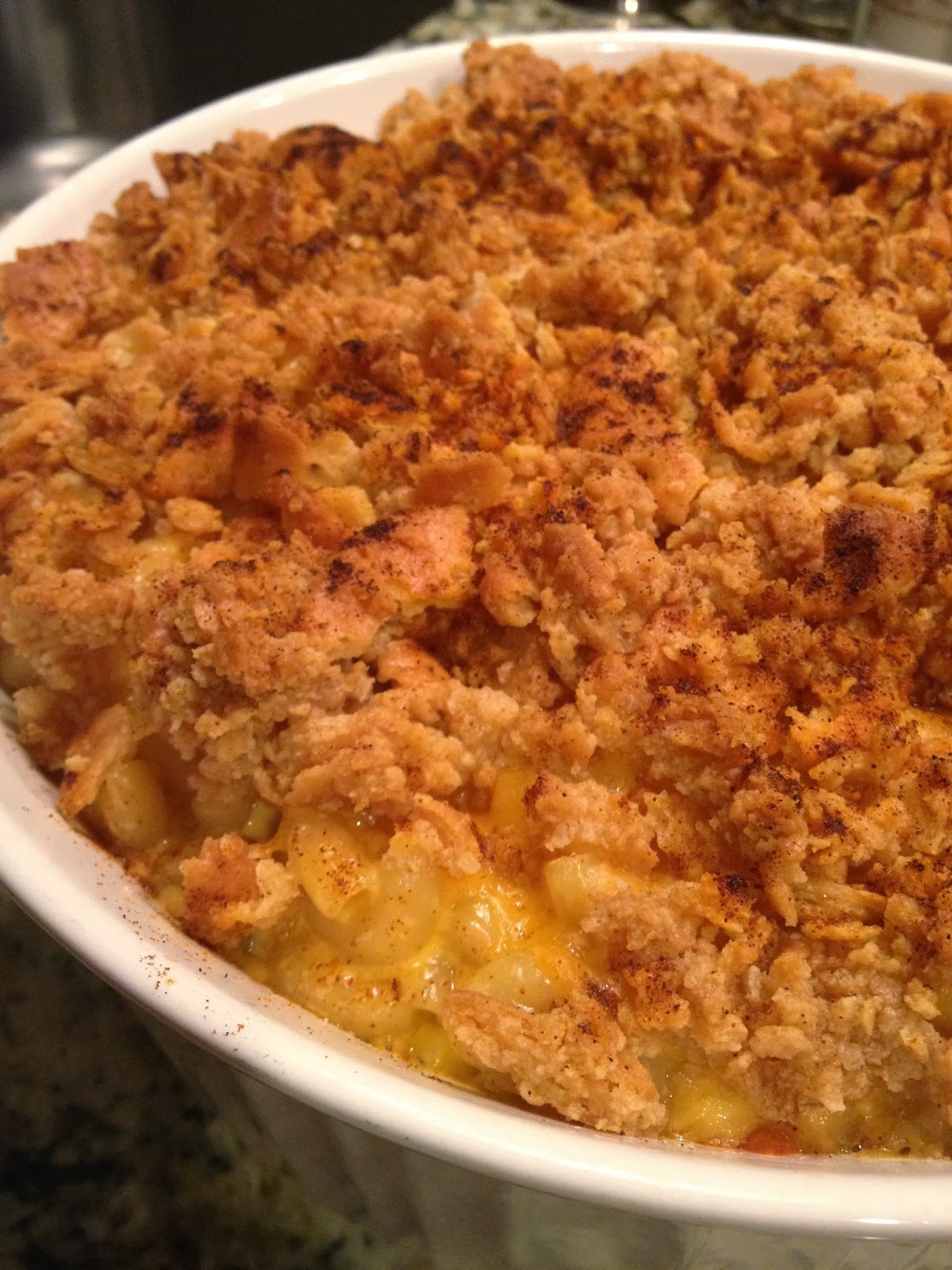 A Little Slice of Heaven Buttery Cracker Topped Baked Mac & Cheese