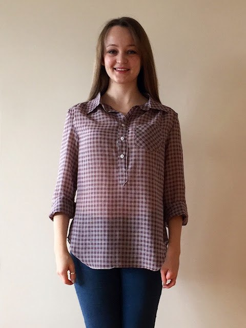 Diary of a Chainstitcher: Itch to Stitch Mila Shirt in Marc Jacob Sheer Plaid Cotton from Mood Fabrics