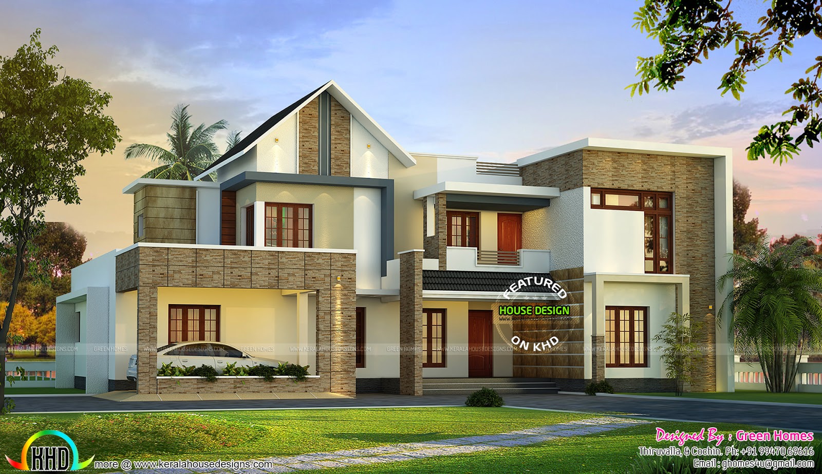 Mix Roof Style Modern House In 400 Sq-Yd - Kerala Home Design And Floor  Plans - 9K+ House Designs