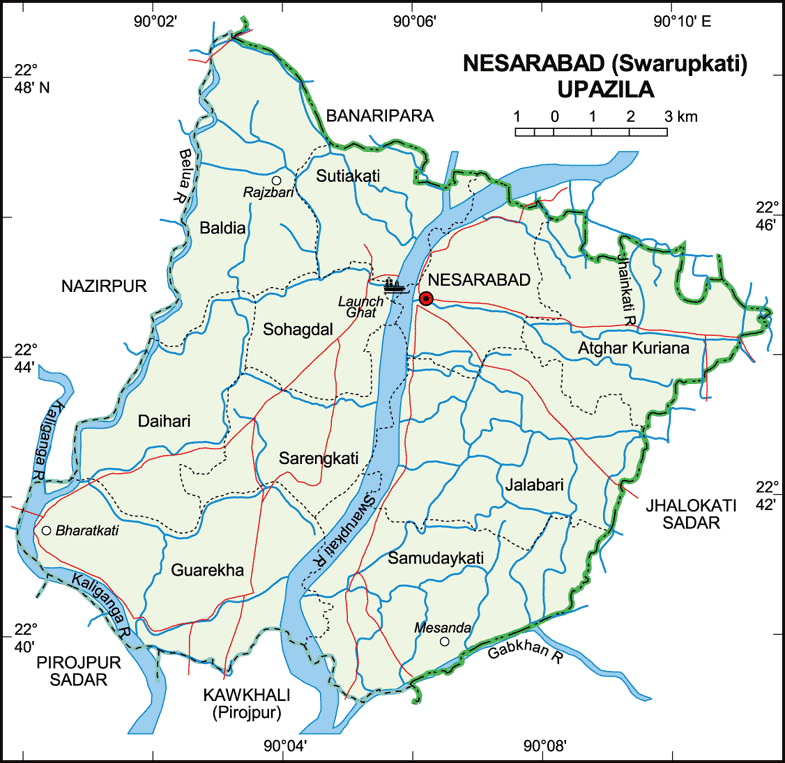 Nesarabad Upazila Map Pirojpur District Bangladesh