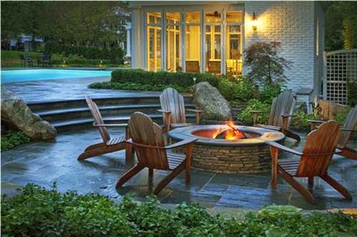 Useful Stone Patio Designs with Fire Pit