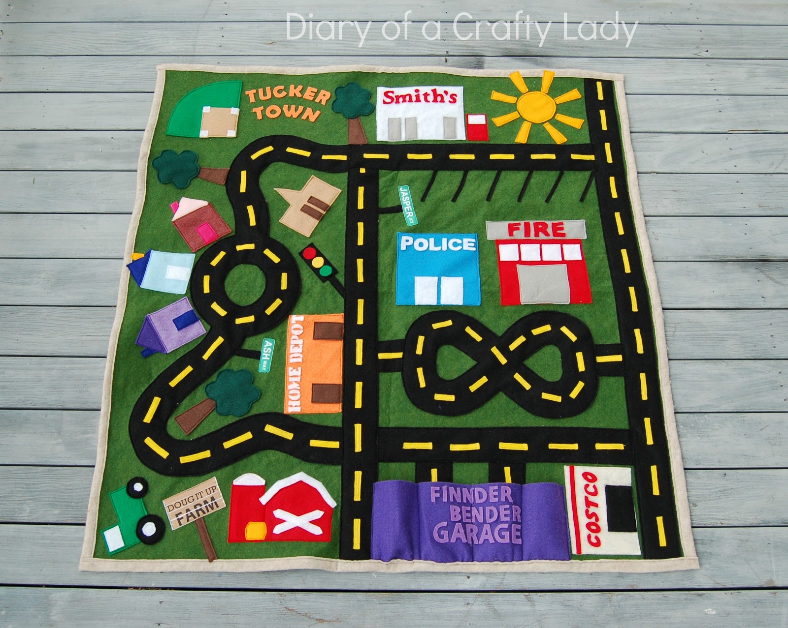 Diary of a Crafty Lady Felt Toy Car Mat