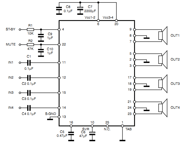 Tda7386 Amplifier Circuit Diagram