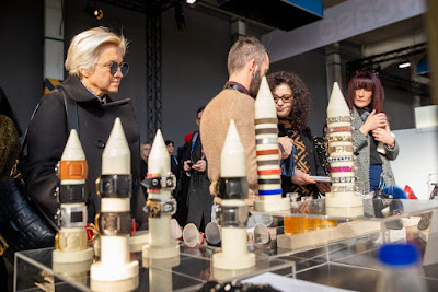 The President of AltaRoma Silvia Venturini Fendi visiting the exhibition of emerging brands at Showcase AltaRoma January2019