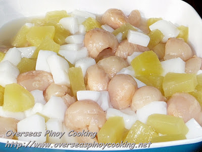 Almond Jelly, Lychee and Pineapple Dessert