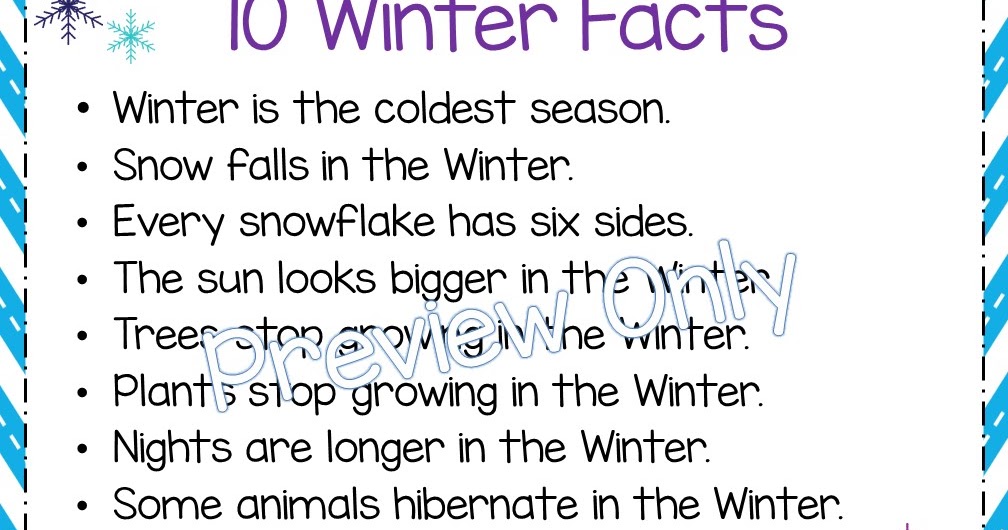 Daughters and Kindergarten: 10 Winter Facts for Kids