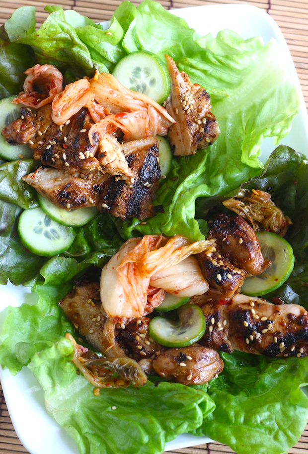 Korean BBQ Chicken Lettuce Wraps by SeasonWithSpice.com
