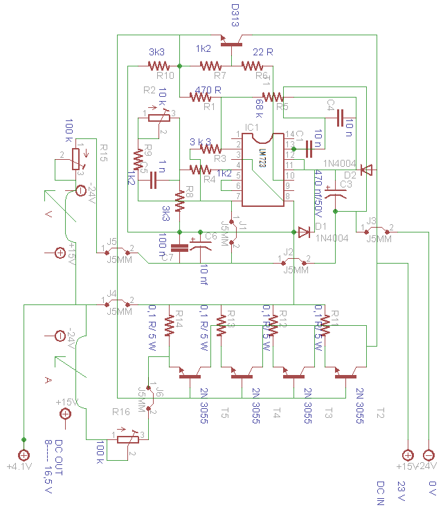 Skema rangkaian power supply LM 723 - Oktora Service