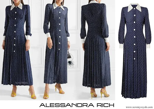 Kate Middleton wore Alessandra Rich Pleated polka-dot silk crepe de chine midi dress
