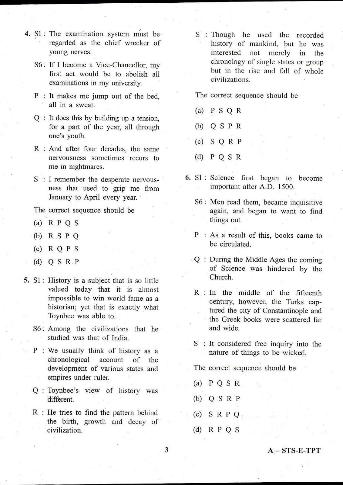 UPSC CDS II 2017 Entrance Exam English question paper UPSC CDS II 2017 English question paper