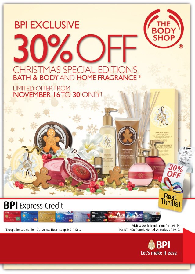 BPI The Body Shop Exclusive 30 Discount Promo 2012 Pamurahan Your