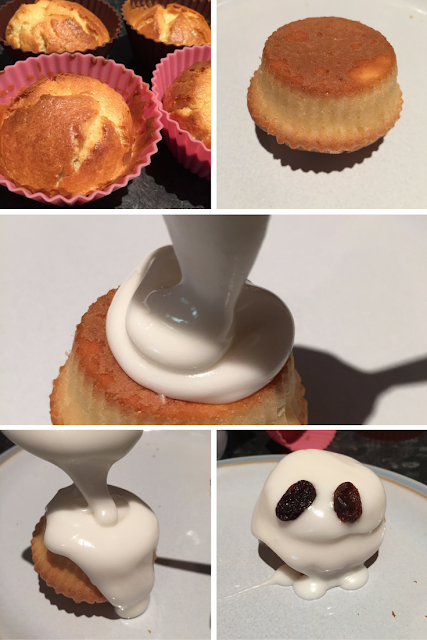 Photographs to illustrate how to make ghost cakes as described below