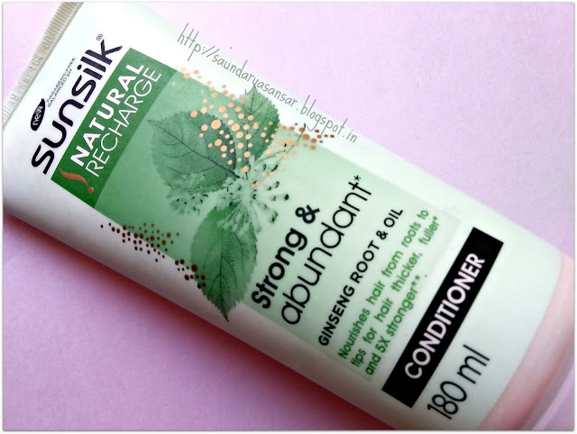 Sunsilk Natural Recharge- Strong & Abundant infused with Ginseng root & oil Conditioner :Review