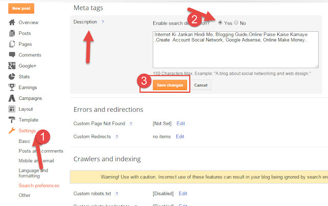 blogger-meta tage description seo