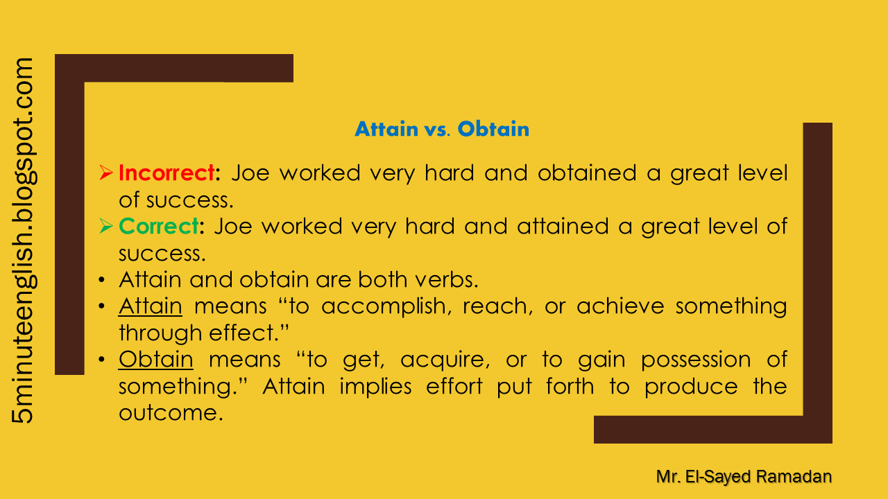 Attain vs. Obtain EnglishLanguageSpecialists