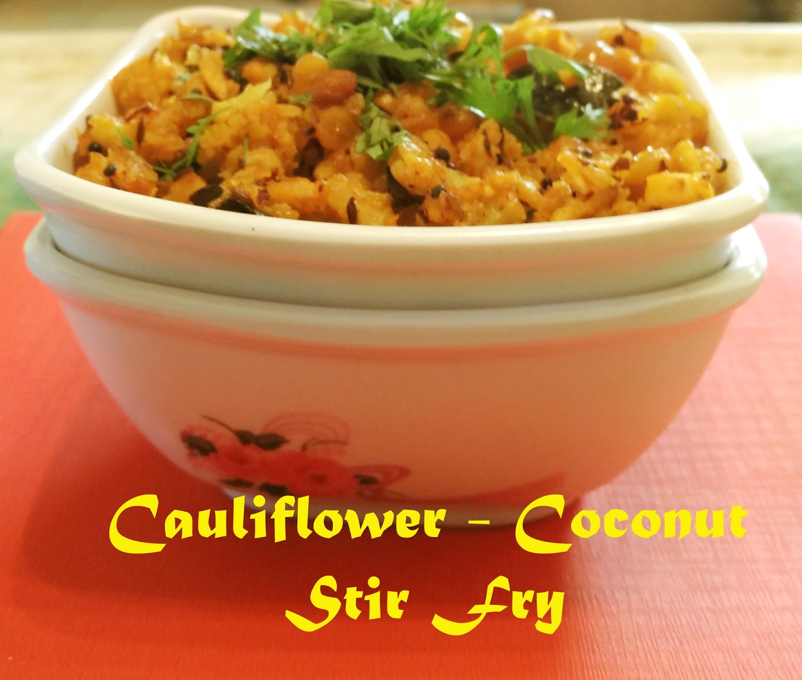 Andhra Style Cauliflower Chanadal Coconut Stir Fry
