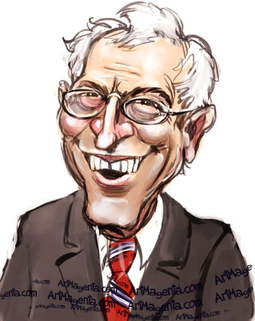 David Letterman caricature cartoon. Portrait drawing by caricaturist Artmagenta