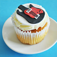 Guitar Fondant Cupcake Toppers from Two Sugar Babies