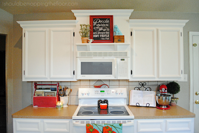 Creating Faux Varied Height Cabinets And A Shelf Over Stove I Creating Stacked Height Cabinetry With Builder Grade Cabinets Includes Tutorial To Add A Shelf Above