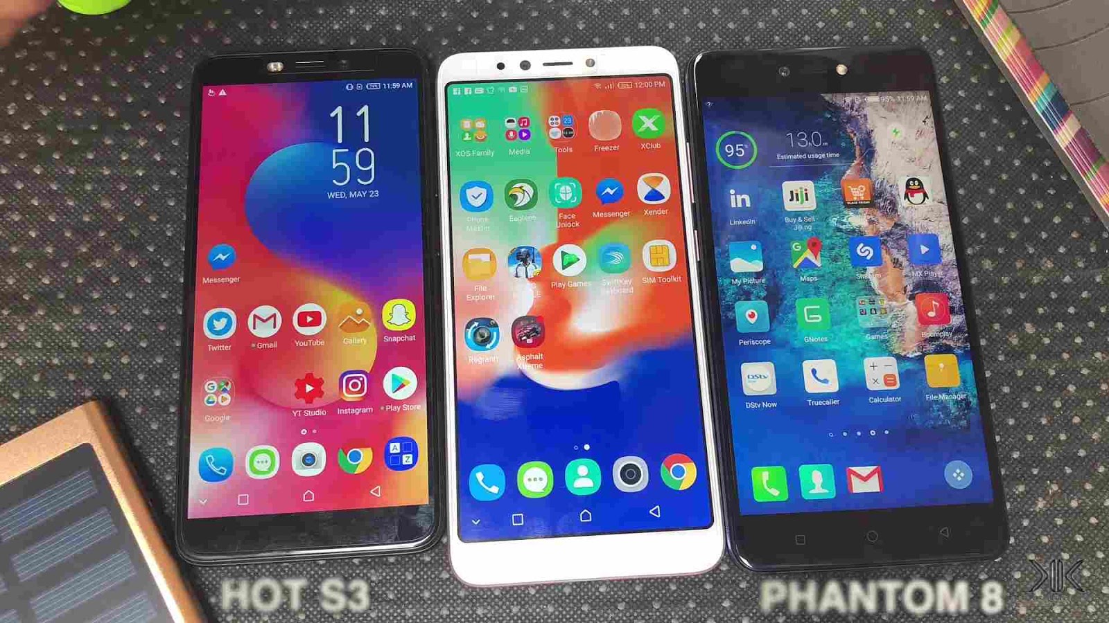 Infinix Hot 6 Pro side by side the Hot S3 and Tecno Phantom 8