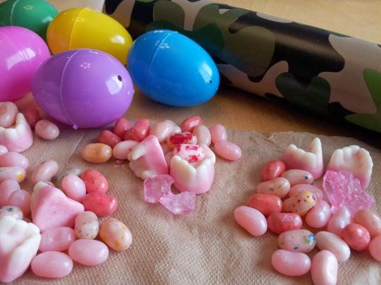 Gender reveal idea using Easter eggs and candy