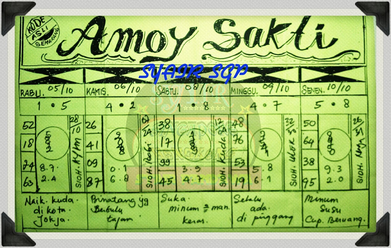 Syair Amoy Sakti Hari Ini Rasanya
