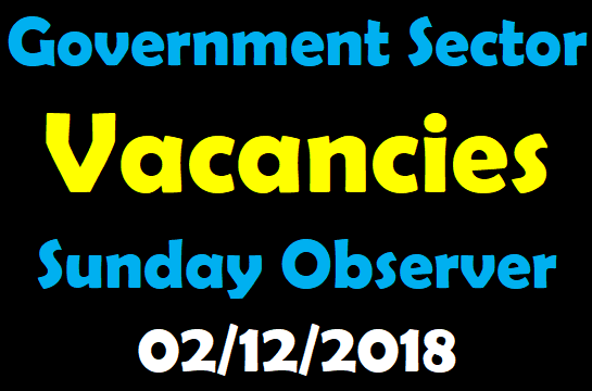 Government Sector Vacancies  Sunday Observer (Dec 02)