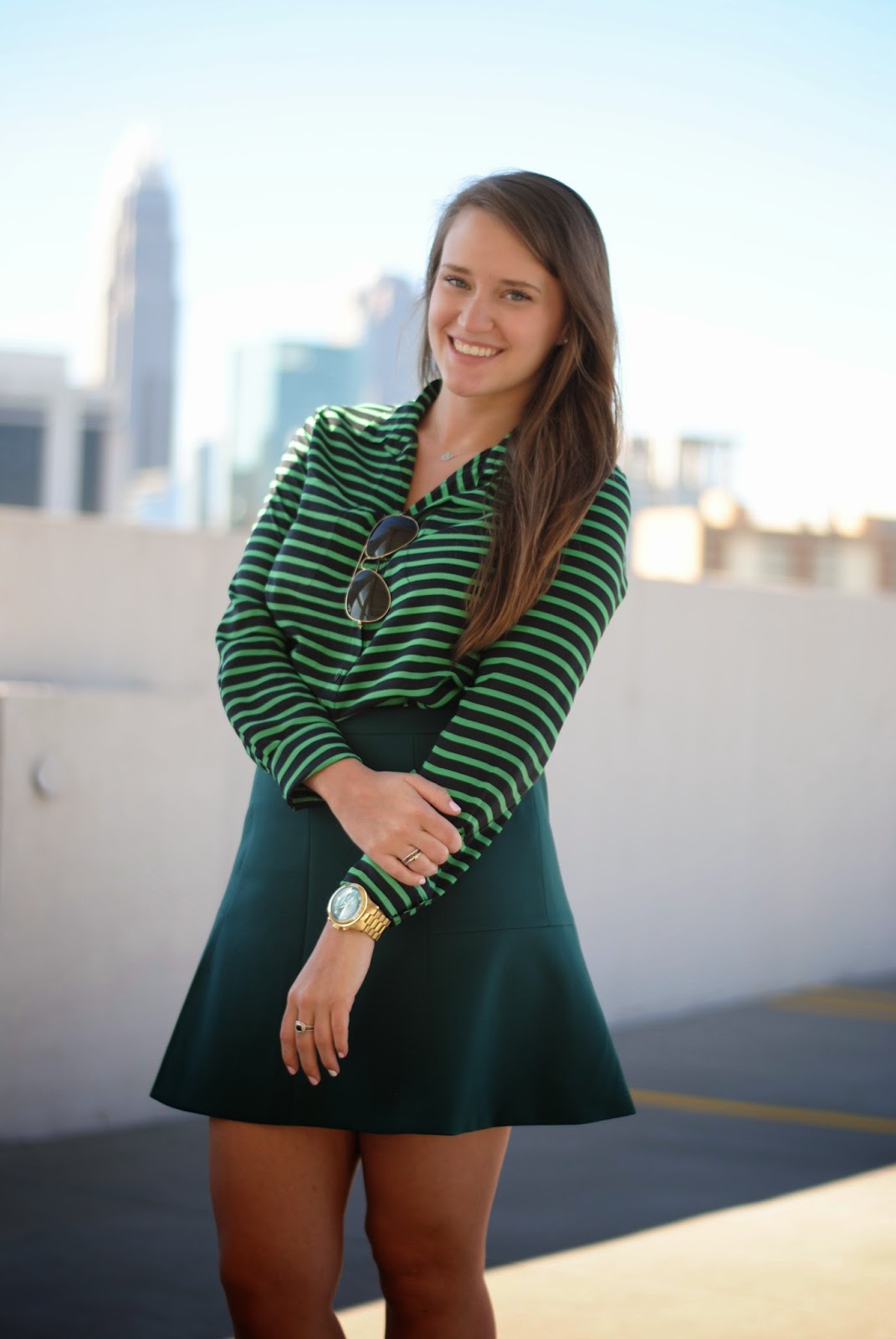 Green Outfit, NYC Rooftop