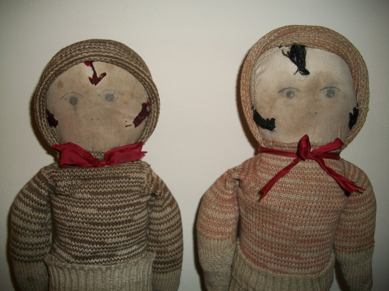 Dull Tool Dim Bulb Antique Handmade Sock Dolls Depression Era Make Do