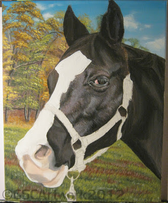 whiskey horse acrylic painting in progress