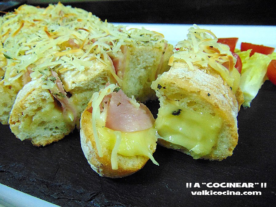 Pan relleno de jamón y queso
