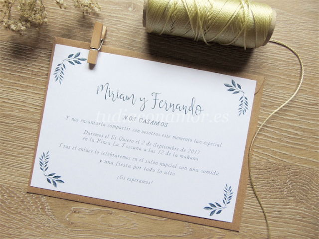Invitación sencilla y bonita Nueva invitación de boda bonita y sencilla con hojas pintadas en acuarela y texto manuscrito