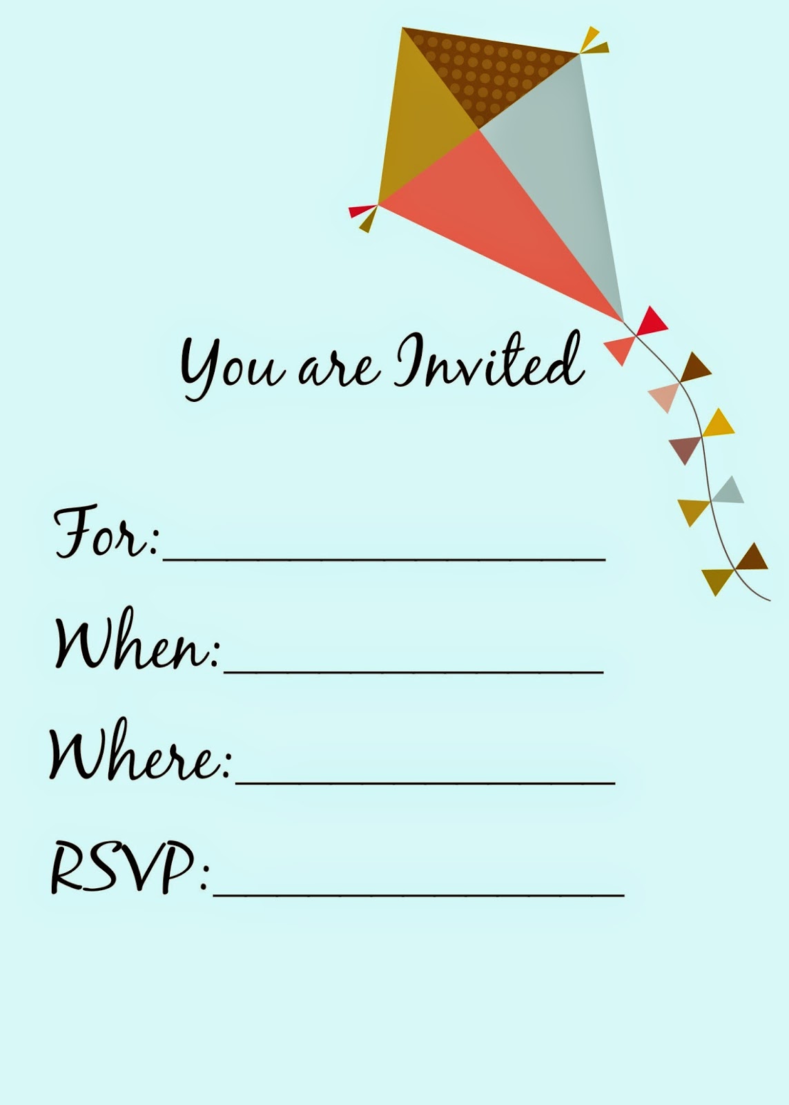 Color Canopy DIY FREE Printable Kite Party Invitation