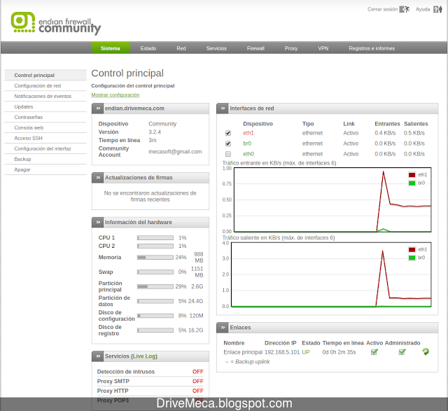 Ingresamos a la interfaz web de Endian Firewall