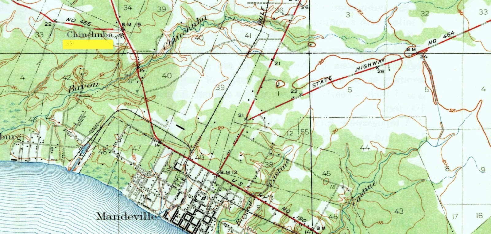 a 1935 map showing the location of chinchuba near where the mandeville post office is located today the famous chinchuba oaks were located in the area a 1935 map showing the location of chinchuba near where the mandeville post office is located today the famous chinchuba oaks were located in the area
