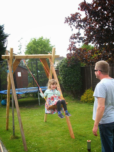 handmade upcycled wooden child's garden swing