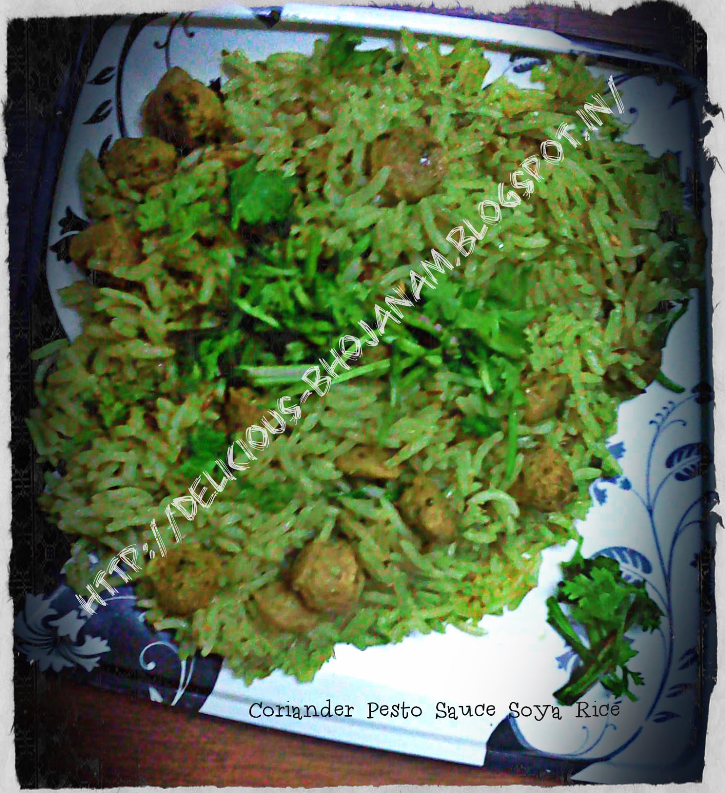 Delicious Bhojanam Coriander Pesto Sauce Soya Rice