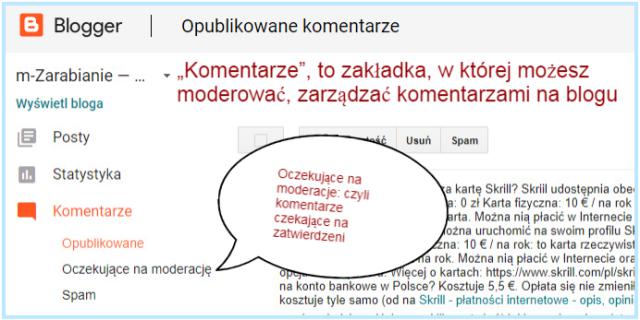 Komentarze na Bloggerze, moderowanie.