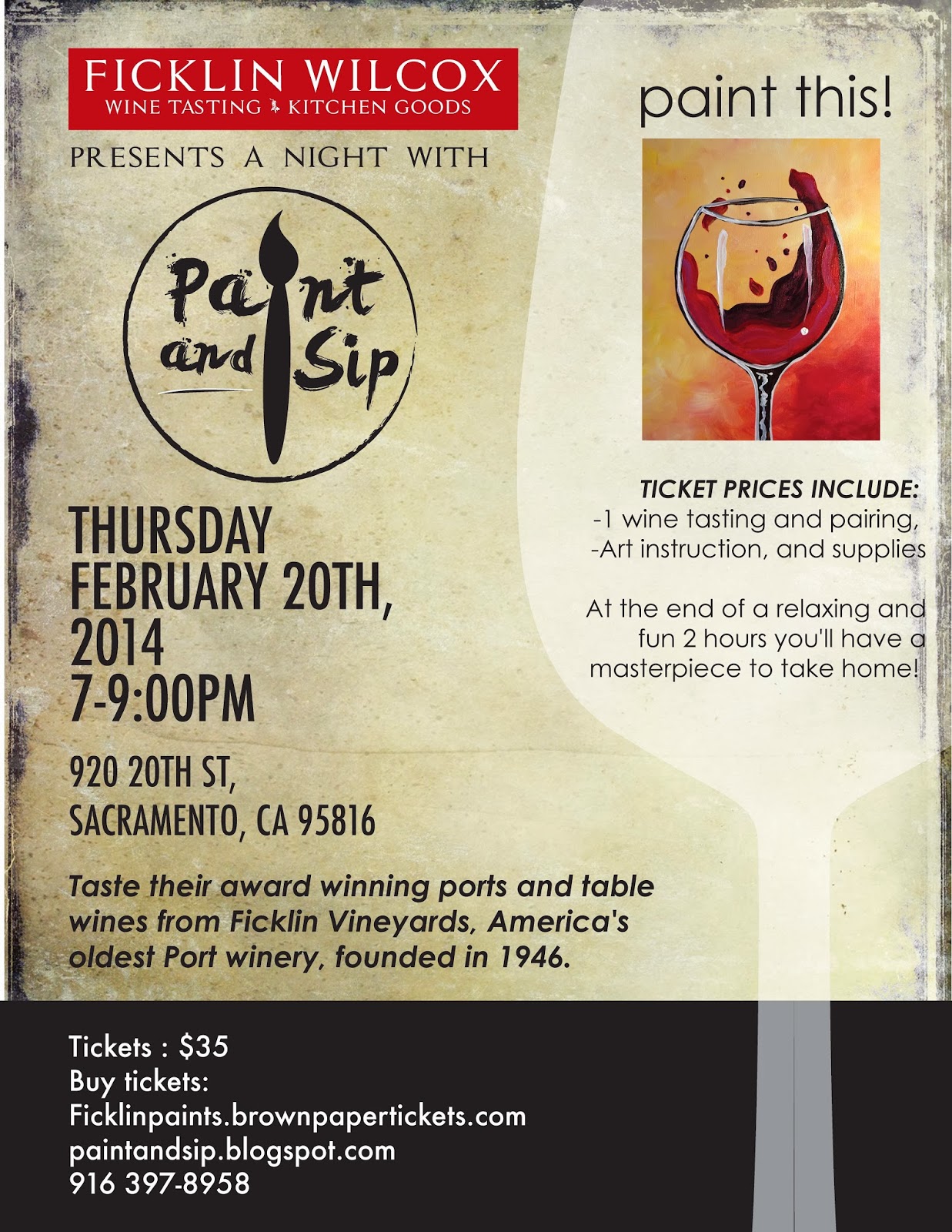 Paint and Sip Tickets still available for this Thursday's Paint and Sip at Ficklin Wilcox