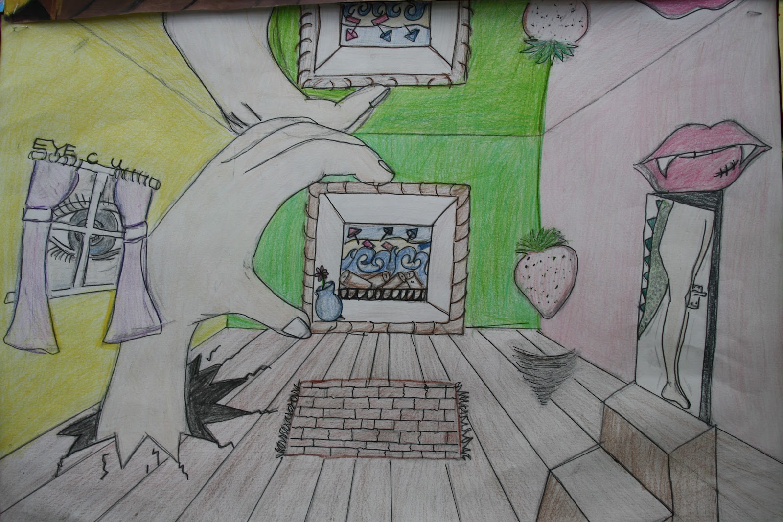Art Year 9 Blog One Point Perspective Drawing Combined With Surrealism