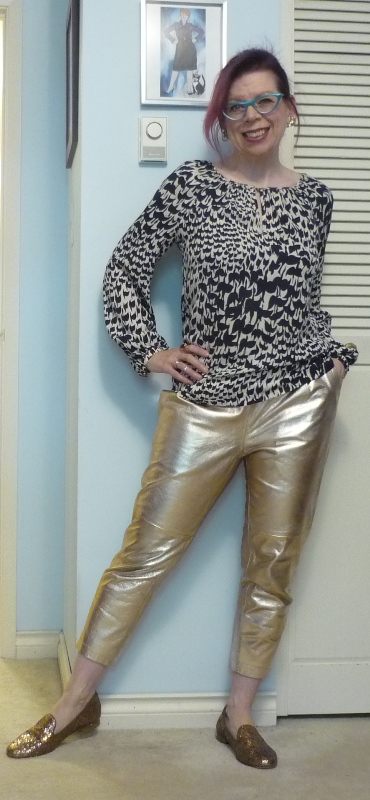 rose gold leather pants