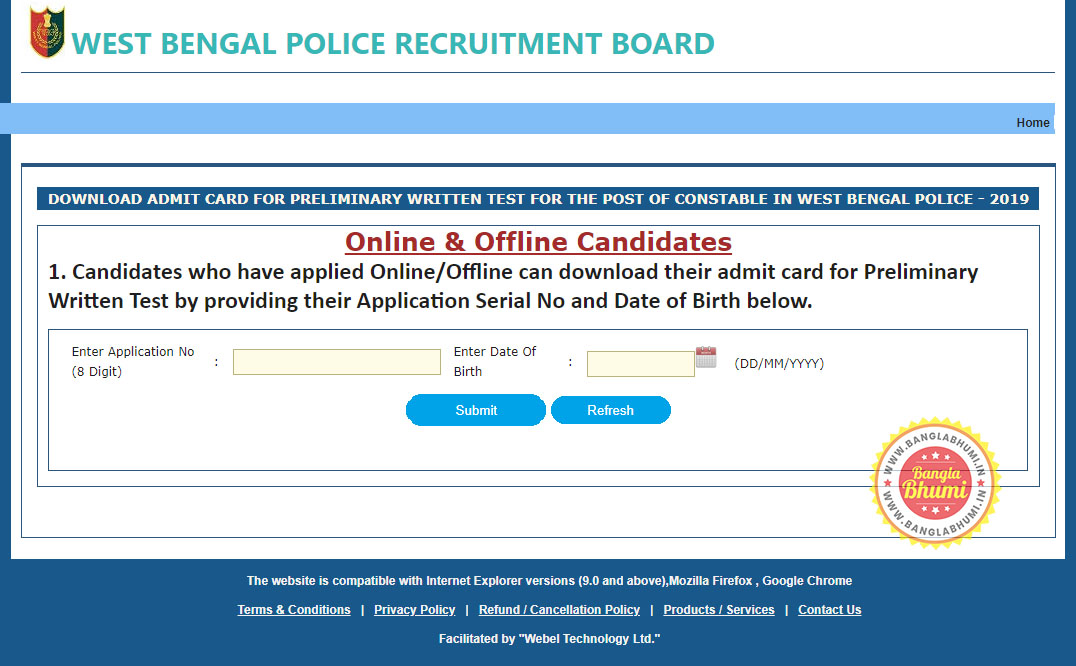 Download West Bengal Police Constable Admit Card 2019 Download West Bengal Police Constable Admit Card 2019