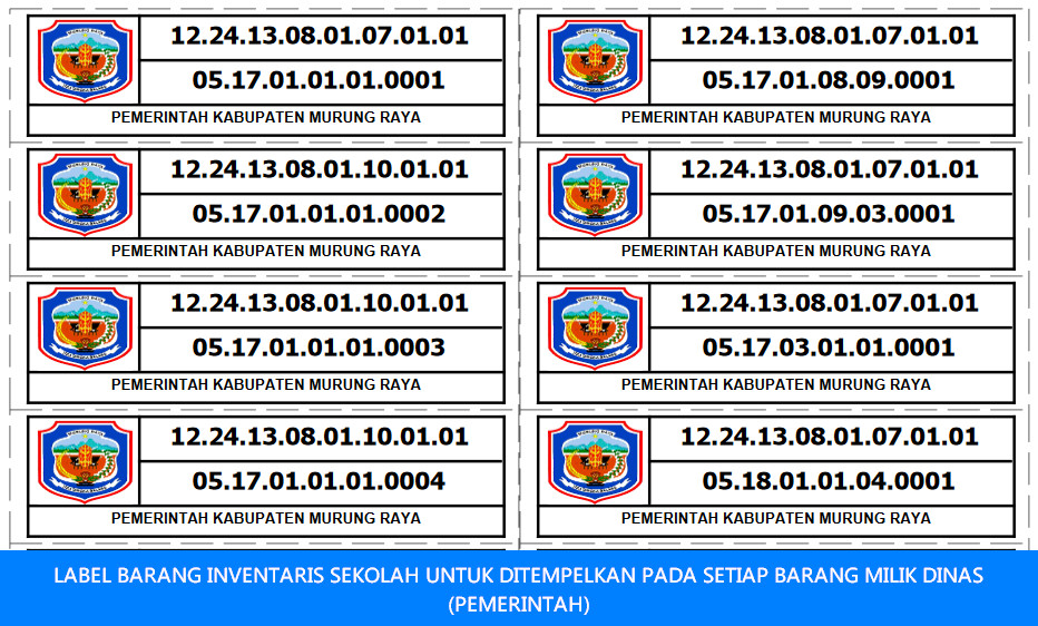 Label Kode Barang Inventaris Sekolah Untuk Ditempelkan Pada Setiap