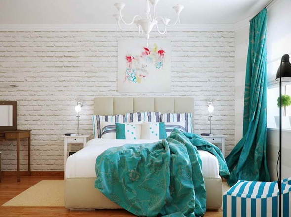 Dormitorios juvenil color turquesa y blanco : decoración del hogar ...