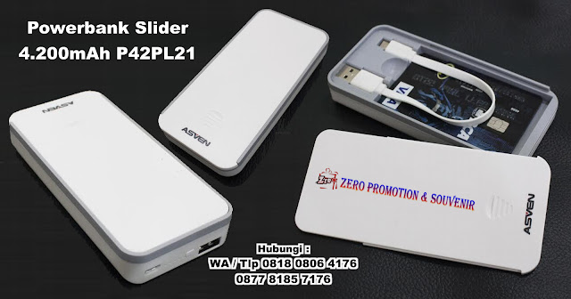 Barang Promosi Powerbank Slider 4.200mAh P42PL21, Power Bank Promosi, Souvenir Powerbank P42PL21, Power Bank Cetak Murah, Souvenir Power Bank Custom logo Perusahaan Murah, power bank portable charger untuk souvenir