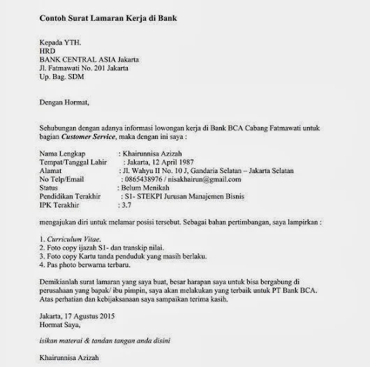 Contoh Surat Lamaran Kerja Di Pt Hwi Jepara Cara Golden