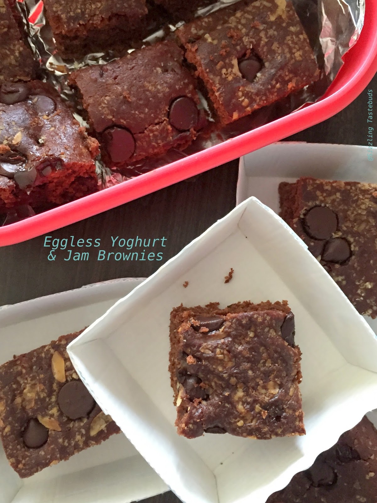 Sizzling Tastebuds Eggless Multigrain Choco chip Brownies a healthy