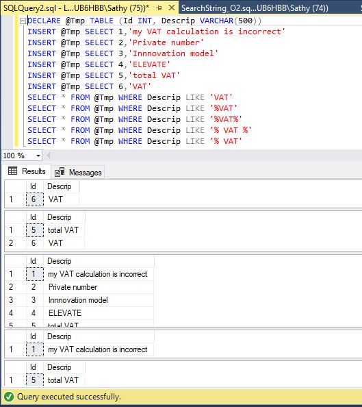 string sql