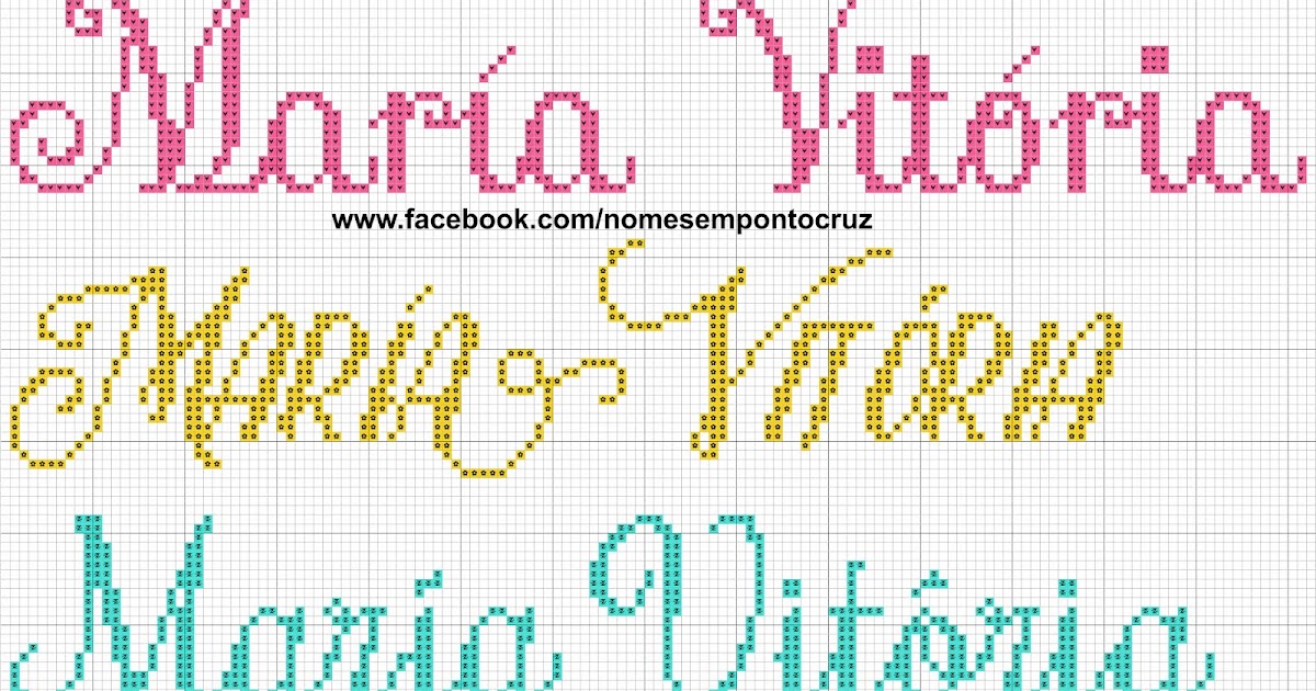 Maria Vitória Em Ponto Cruz Gráficos de Nomes em Ponto Cruz: Nome Maria Vitória em Ponto Cruz